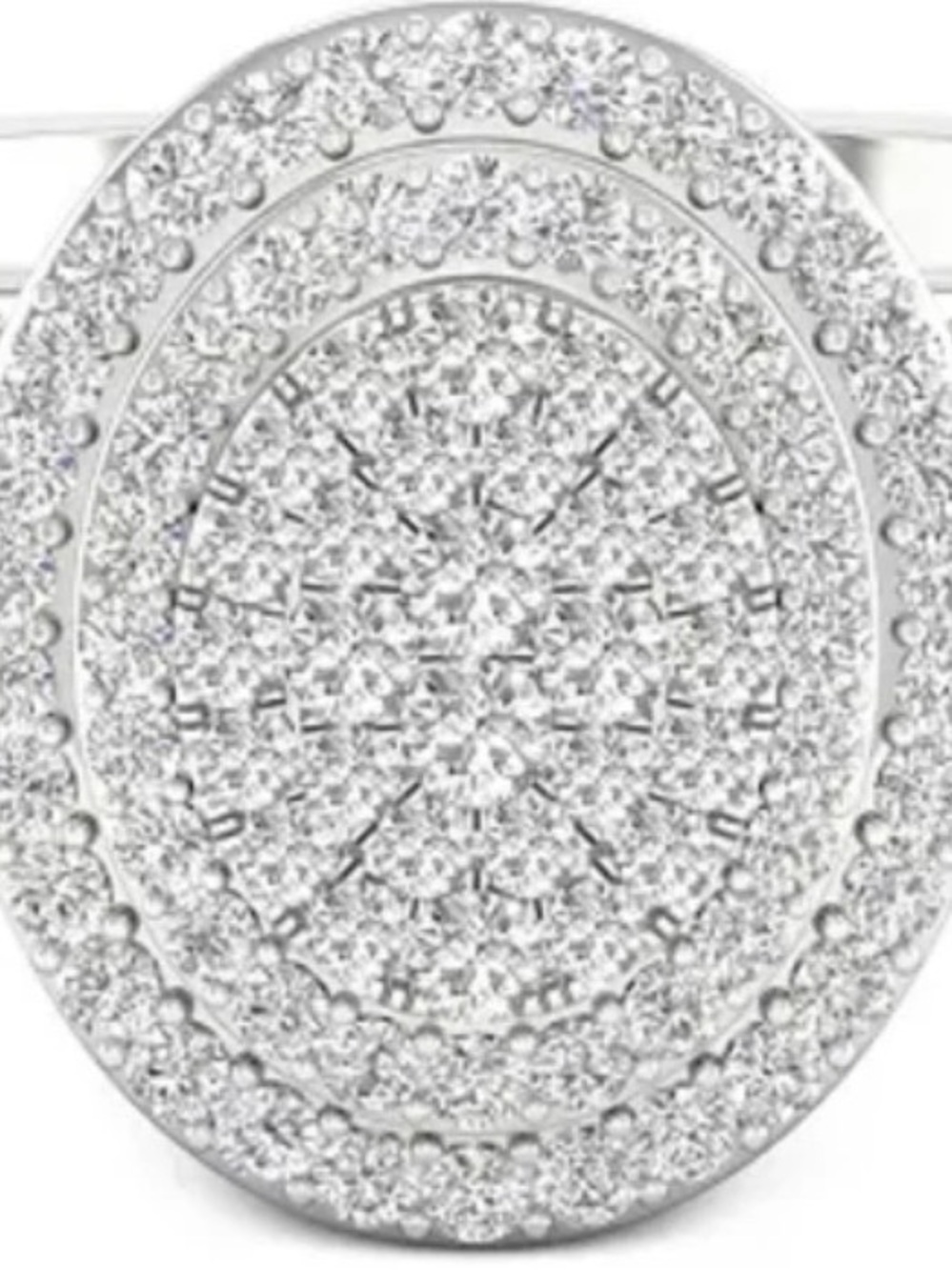 Macy's Sterling Silver-Tone Oval Pavé Crystal Ring - White